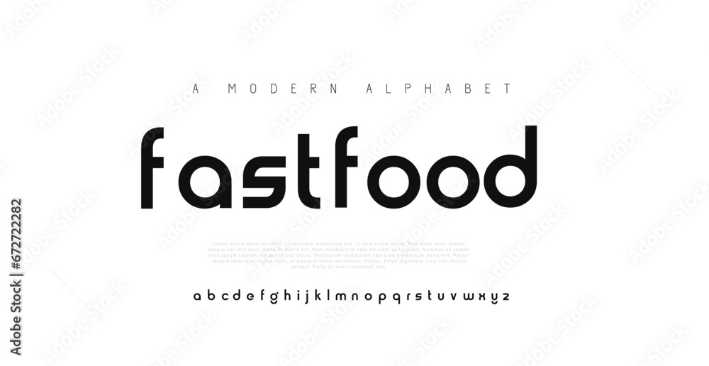 FASFOOD Modern minimal abstract alphabet fonts. Typography technology, electronic, movie, digital, music, future, logo creative font. vector illustration - obrazy, fototapety, plakaty 