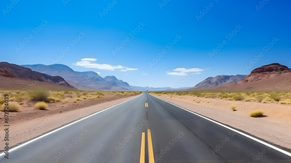 Empty asphalt road, Adventure road in desert,Road and car travel scenic and sunset.Road travel concept.Car travel adventures.