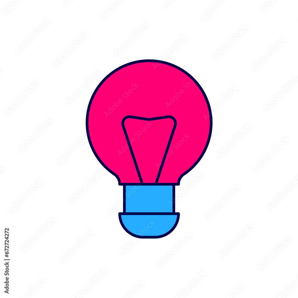 Filled outline Creative lamp light idea icon isolated on white background. Concept ideas inspiration, invention, effective thinking, knowledge and education. Vector Filled outline Creative lamp light idea icon isolated on white background. Concept ideas inspiration, invention, effective thinking, knowledge and education. Vector