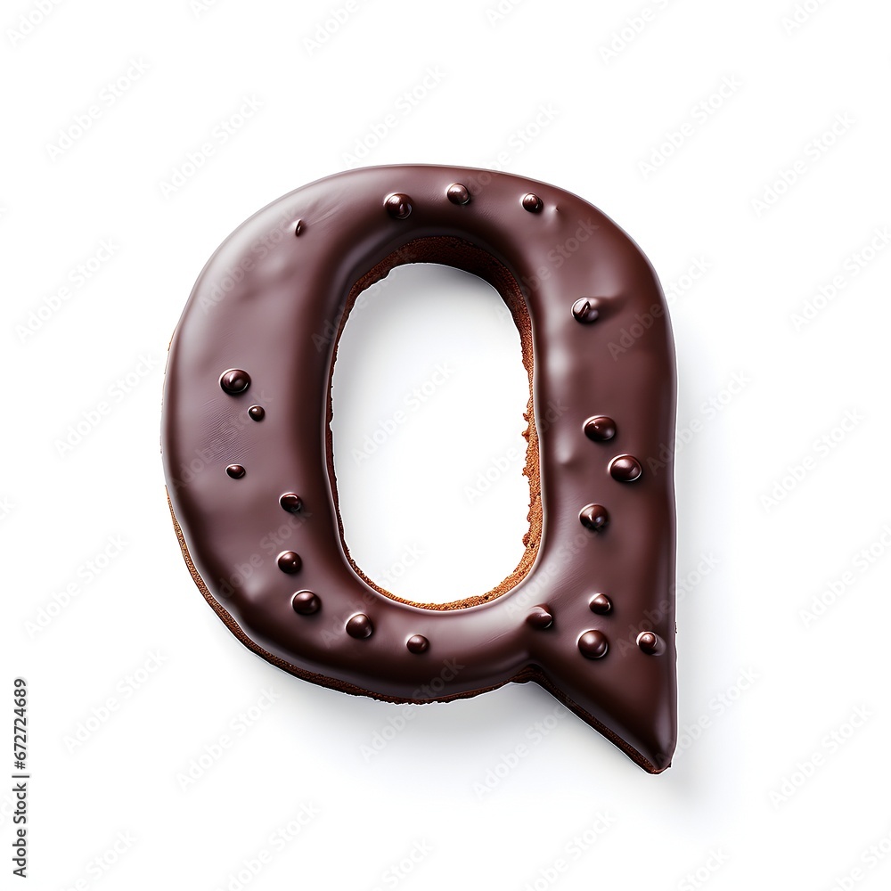 Gingerbread cookies in letter Q-shape, white background, isolated Gingerbread cookies in letter Q-shape, white background, isolated