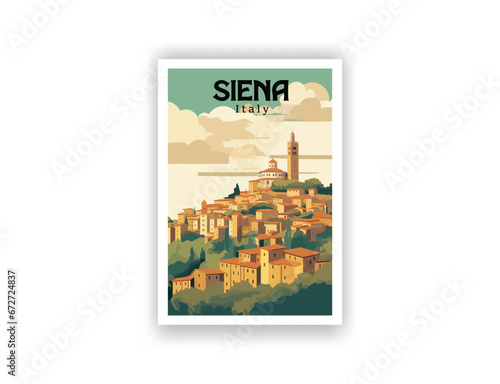 Siena  Italy. Vintage Travel Posters. Vector art. Famous Tourist Destinations Posters Art Prints Wall Art and Print Set Abstract Travel for Hikers Campers Living Room Decor