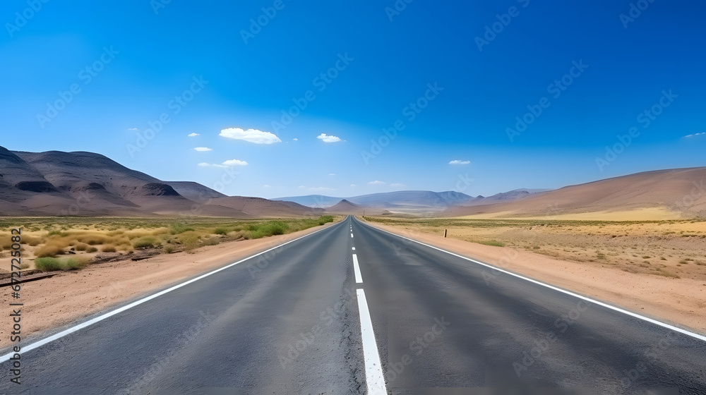 Empty asphalt road, Adventure road in desert,Road and car travel scenic and sunset.Road travel concept.Car travel adventures.