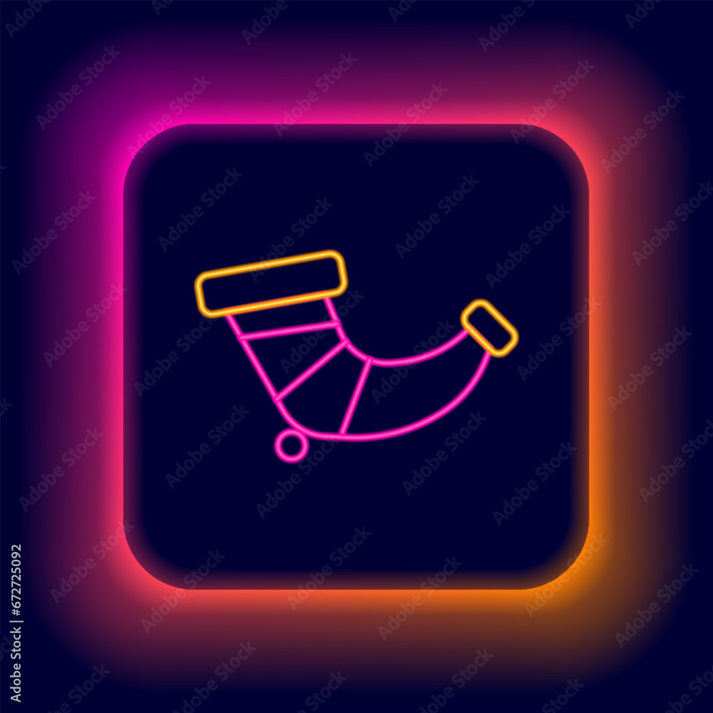 Glowing neon line Hunting horn icon isolated on black background. Colorful outline concept. Vector Glowing neon line Hunting horn icon isolated on black background. Colorful outline concept. Vector