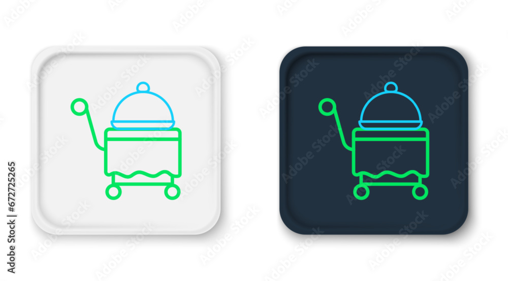 Line Covered with a tray of food icon isolated on white background. Tray and lid sign. Restaurant cloche with lid. Colorful outline concept. Vector Line Covered with a tray of food icon isolated on white background. Tray and lid sign. Restaurant cloche with lid. Colorful outline concept. Vector