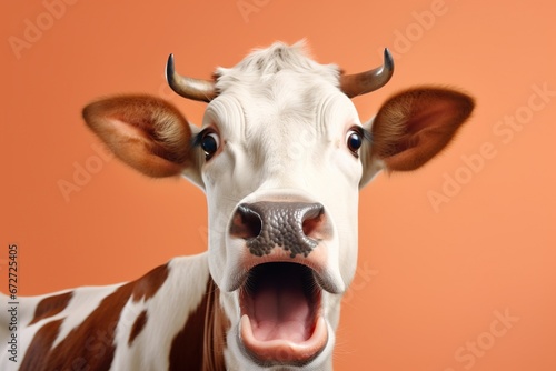 portrait of shocked cow with surprised eyes