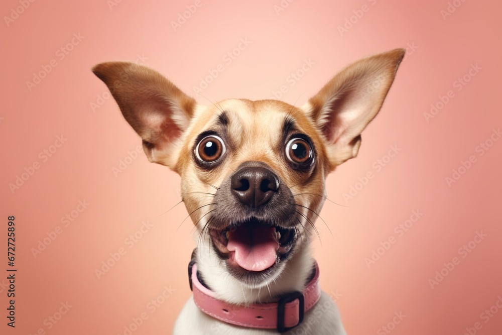 shocked dog with surprised eyes