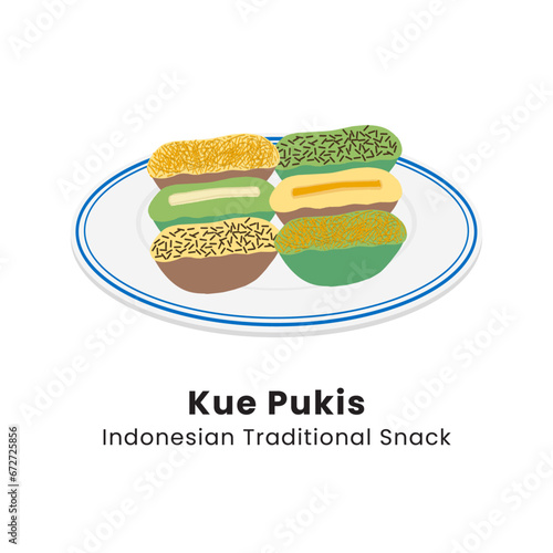 Kue Pukis is traditional Indonesian snack. Vector Illustration photo