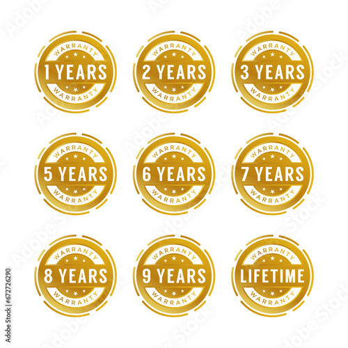 warranty gold label stamp seal logo design template photo