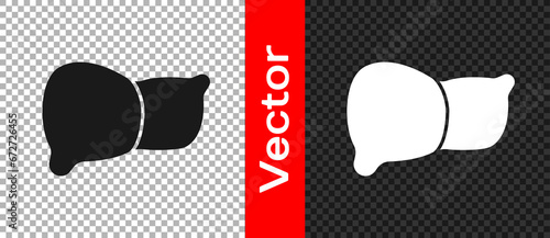 Black Human organ liver icon isolated on transparent background. Vector