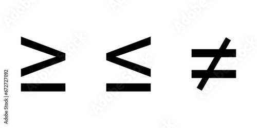 Fotografie Inequality sign or symbol isolated