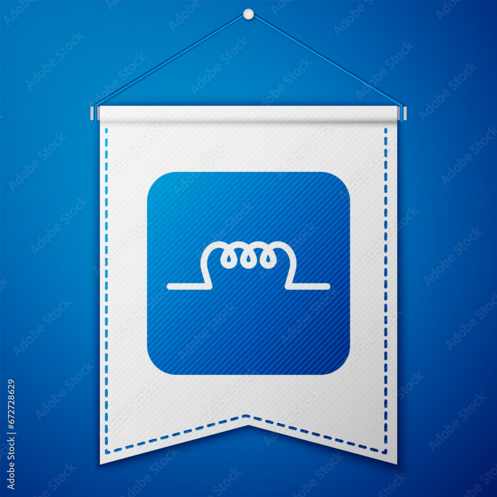 Blue Inductor in electronic circuit icon isolated on blue background. White pennant template. Vector Blue Inductor in electronic circuit icon isolated on blue background. White pennant template. Vector