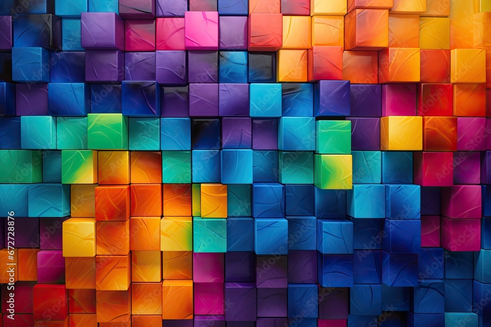 Intriguing and dynamic abstract composition featuring a vibrant array of colorful cubes or squares artfull Intriguing and dynamic abstract composition featuring a vibrant array of colorful cubes or squares artfull
