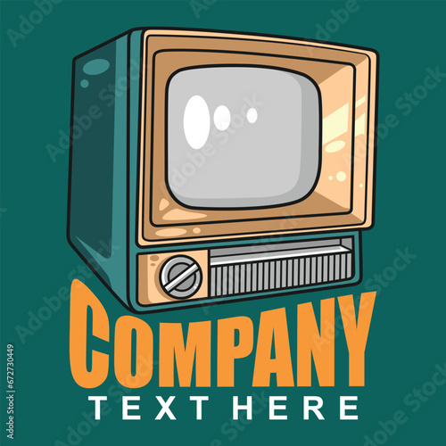 Cartoon theme television design for logo label sticker photo