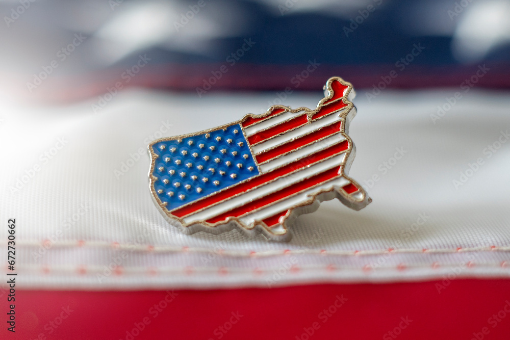Φωτογραφία USA background with pin with the shape of the United States of america flag