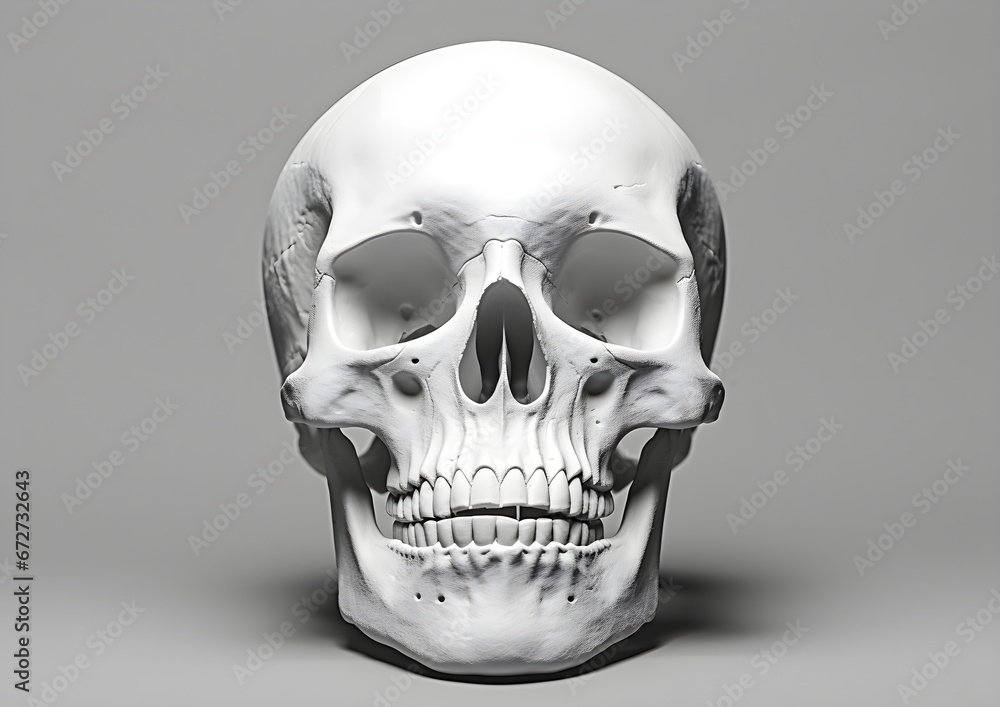Close-up of 3d realistic Human Skull isolated against white background Close-up of 3d realistic Human Skull isolated against white background