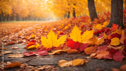 Enchanting Autumn Leaves Background with Vibrant Red, Orange, and Yellow Hues