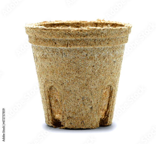 eco-friendly biodegradable pot for growing seeds on a white background