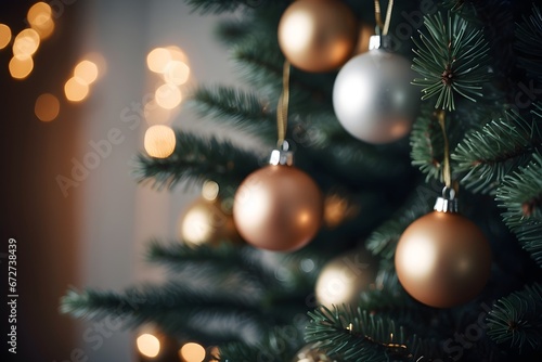Christmas tree decorations. Generative AI.
