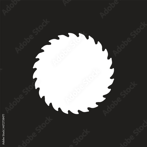 Wood saw for slice of tree or timber for logo and design of workshop or sawmill. Blade or circular