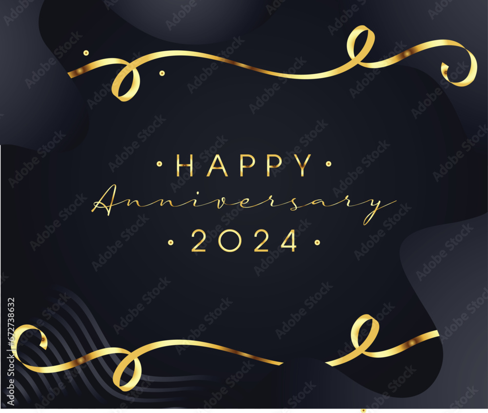 Happy Anniversary greeting card. Hand drawn vector line lettering ...