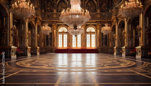 Photo of a Grand Ballroom Adorned With Stunning Chandeliers
