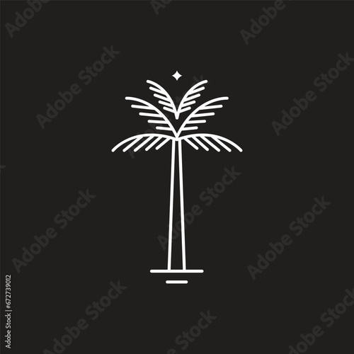 Abstract design summer logo template with palm trees. Modern minimal linear badge and emblem
