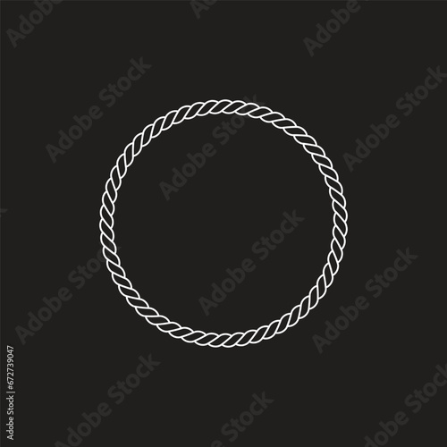 Set Round rope curve symbol set. Different thickness circular ropes set for decoration.