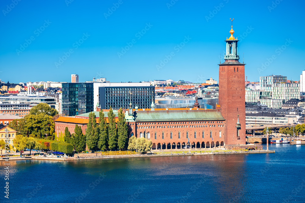 Stockholm stadshus city hall waterfront view
