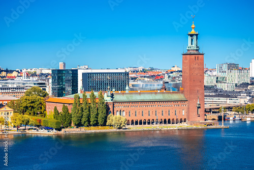 Stockholm stadshus city hall waterfront view photo