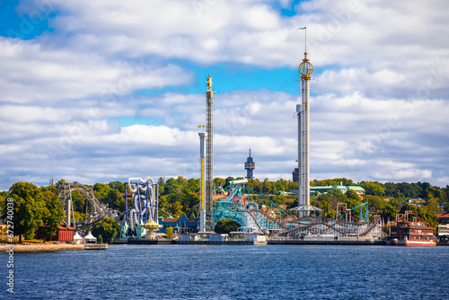 Gröna Lund amusement park in Stockholm waterfront view photo