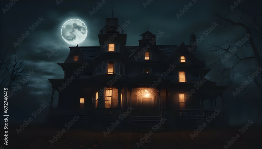 Haunted Hideaway: The Illuminated Halloween Castle in the Forest.
