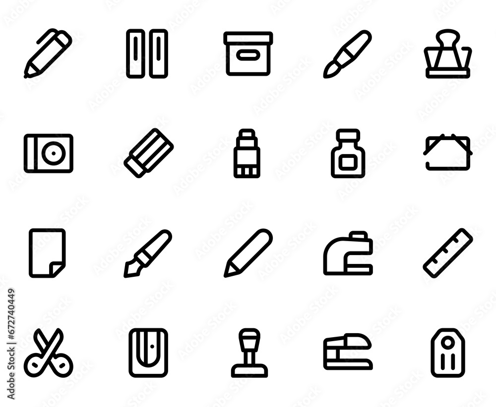 Stationary Line Icons Stationary Line Icons