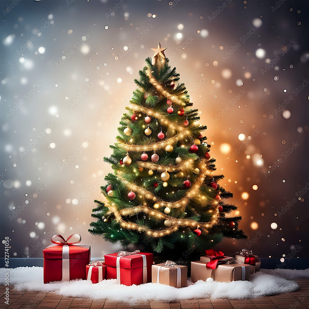 Weihnachtsbaum und Geschenke als Hintergrund