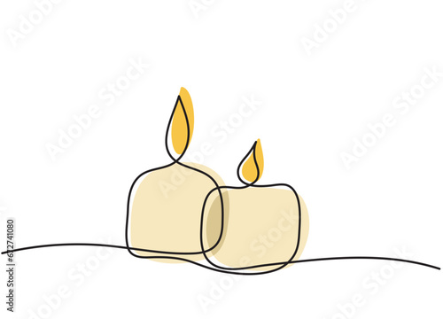 Stylized clip art of two candles in one line vector