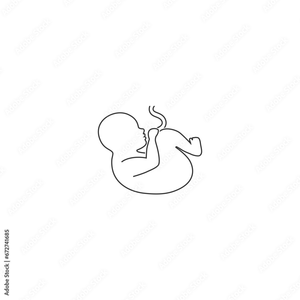 Baby icon, baby in the womb line icon in modern flat style sign. Vector Baby icon, baby in the womb line icon in modern flat style sign. Vector