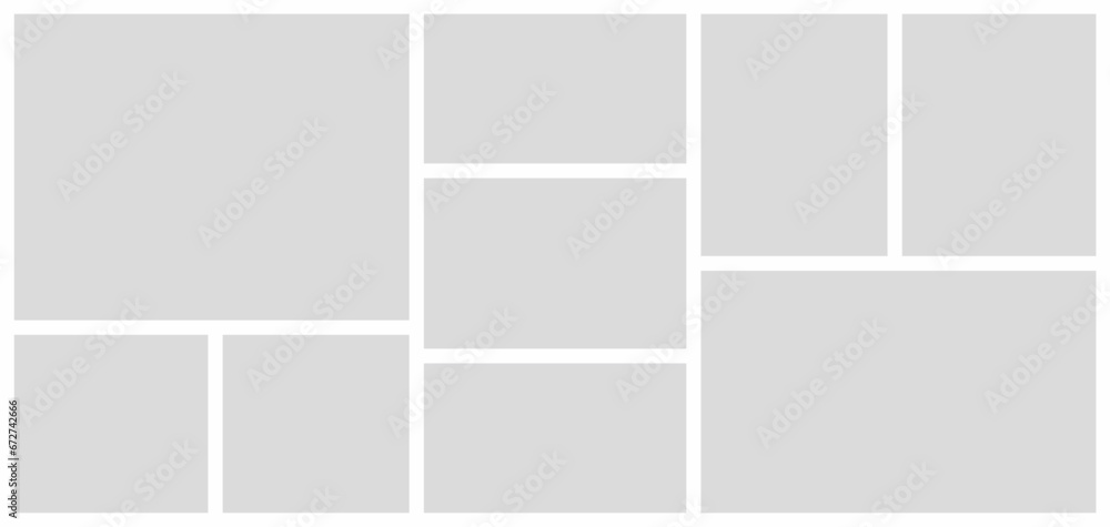 Pictures or photos frame collage. comics page grid layout abstract photo frames and digital photo wall template Pictures or photos frame collage. comics page grid layout abstract photo frames and digital photo wall template