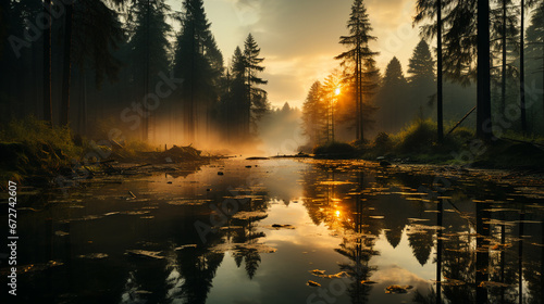 breathtaking landscape with river in the forest and trees background 16:9 widescreen backdrop wallpapers © elementalicious