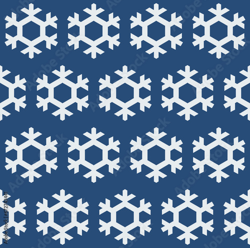 Simple Christmas seamless pattern with geometric motifs. Snowflakes and circles with different ornaments. Retro textile collection. On white background