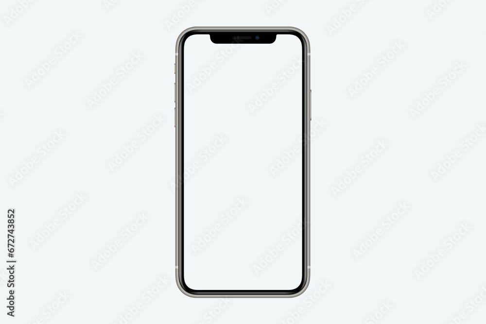 3D rendering of a mobile phone with a white screen on a white background 3D rendering of a mobile phone with a white screen on a white background