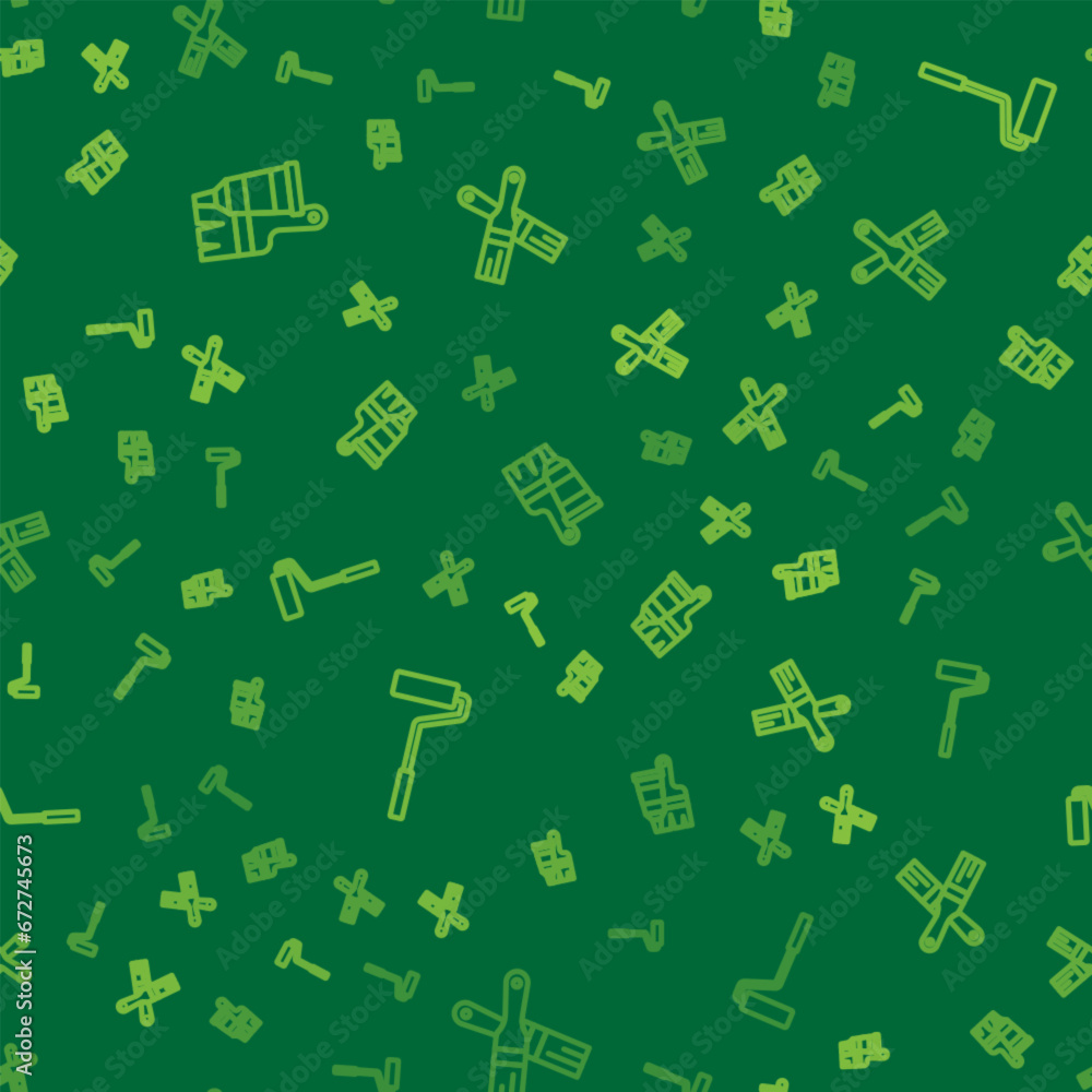 Set line Tube with paint and brush, Paint roller and on seamless pattern. Vector Set line Tube with paint and brush, Paint roller and on seamless pattern. Vector