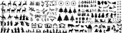 Christmas season elements silhouette | Big Set icons | EPS 10