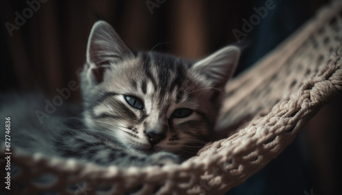 Cute kitten with striped fur, softness and playful nature generated by AI © Jeronimo Ramos