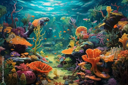 An underwater world full of vibrant life. Generative AI © Gabriela