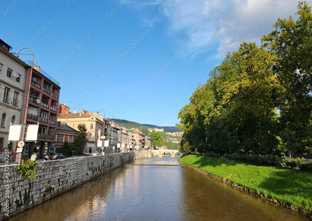 The Miljacka is a river in Bosnia and Herzegovina that passes through Sarajevo. Numerous city bridges have been built to cross it.