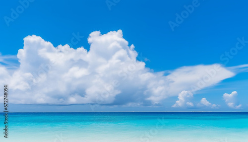 Idyllic turquoise coastline, clear sky, vibrant nature heaven on earth generated by AI