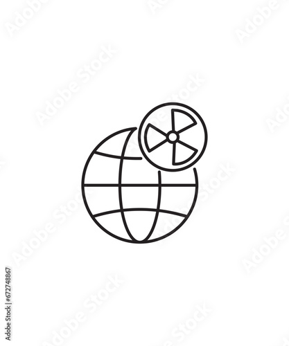 globe with nuclear icon, vector best line icon.