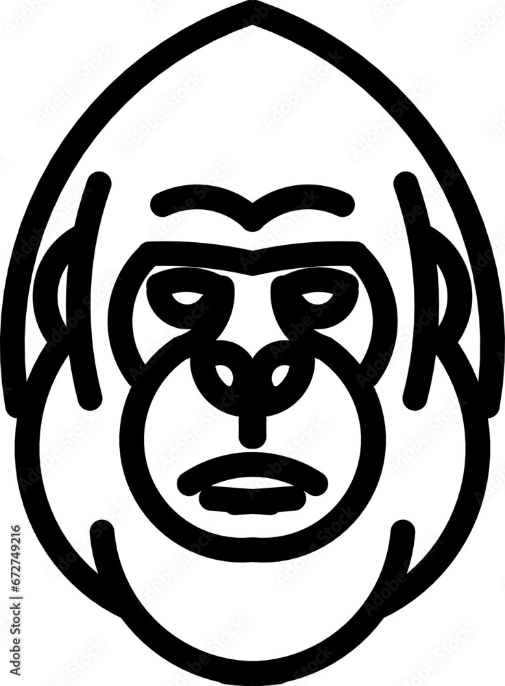 Fototapeta premium Minimalist silhouette of a gorilla's face