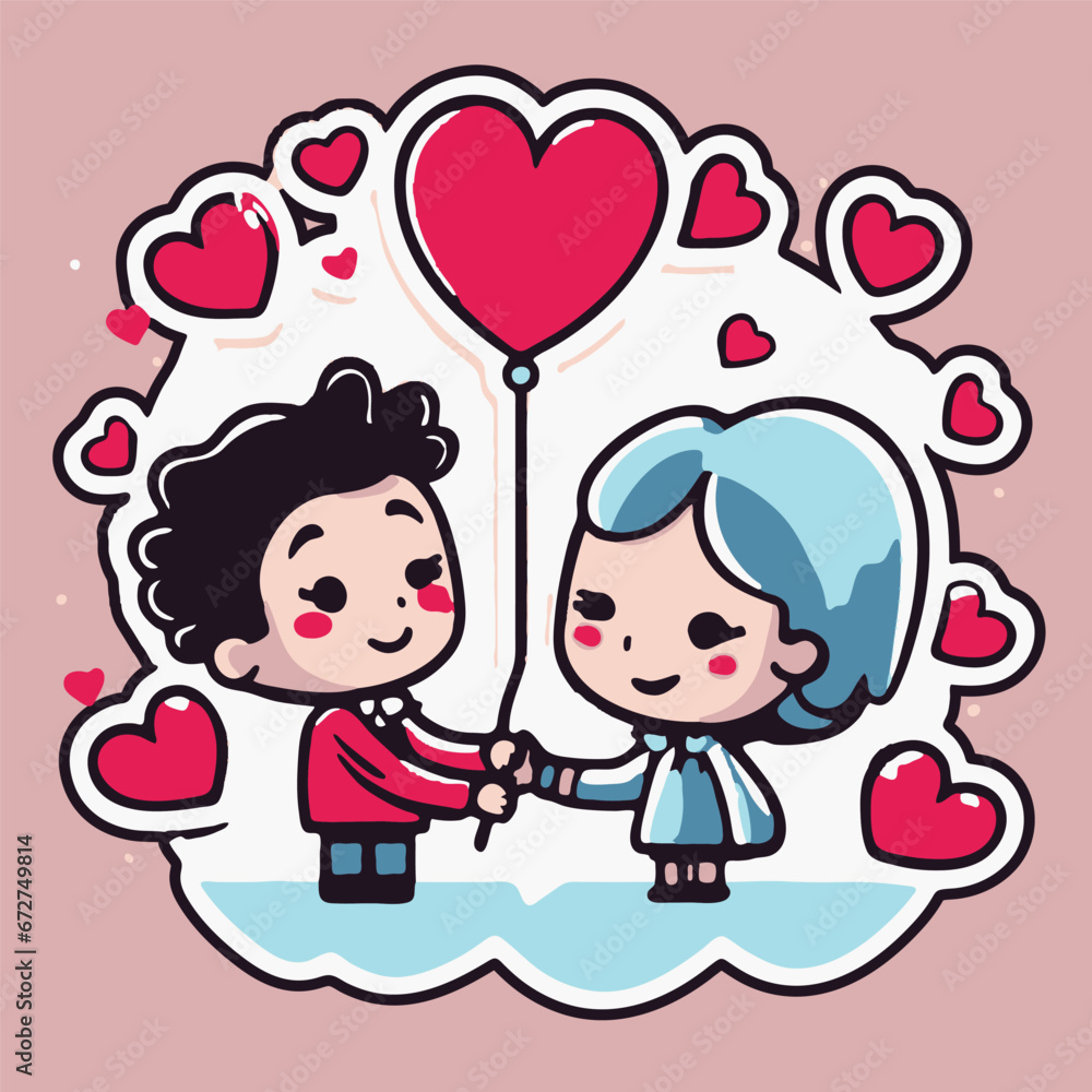 illustration of cute characters of a couple on Valentine's day on isolated background illustration of cute characters of a couple on Valentine's day on isolated background