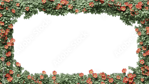 Fototapeta Naklejka Na Ścianę i Meble -  Cute bright pink red flower leaf frame on a transparent background