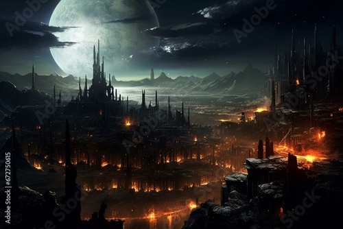 stunning dark city artwork. Generative AI